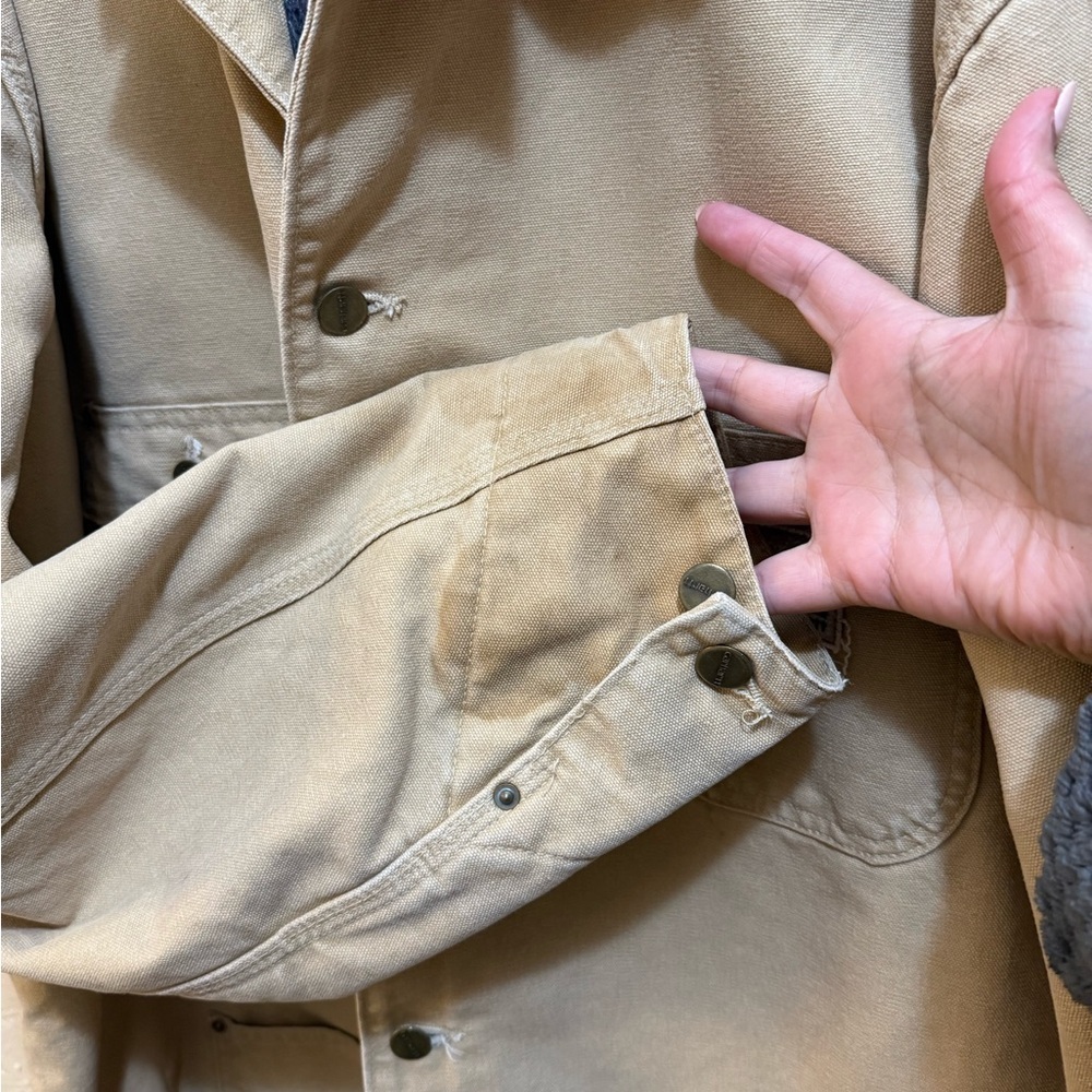 Carhartt Mens VTG  Barn Chore Jacket 2X Tall Tan Corduroy Collar Blanket lining - Picture 4 of 7